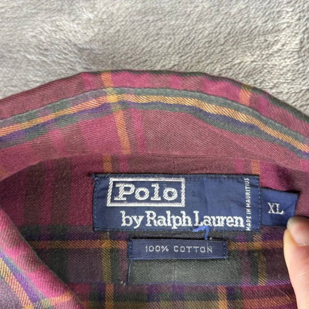 Polo Ralph Lauren Shirt Mens XL Tartan Plaid Button Down Pony Red‎ Soft Cotton
